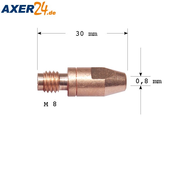 TBI Stromdüse M 8 x 0,8, L = 30 mm CuCrZr