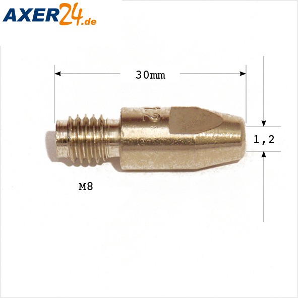 Stromdüse M 8 x 1,2, L = 30 mm ECU vernickelt