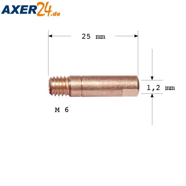 TBI Stromdüse M 6 x 1,2, L = 25 mm CuCrZr