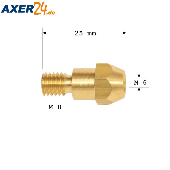 TBI Düsenstock M 8 Außen, M 6 Innen L = 25 mm