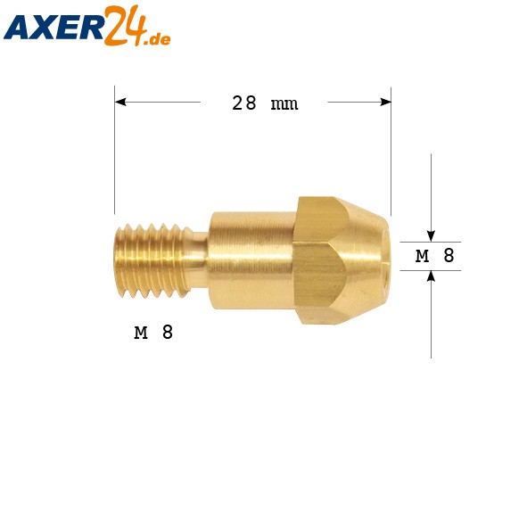 TBI Düsenstock M 8 Außen, M 8 Innen L = 28mm